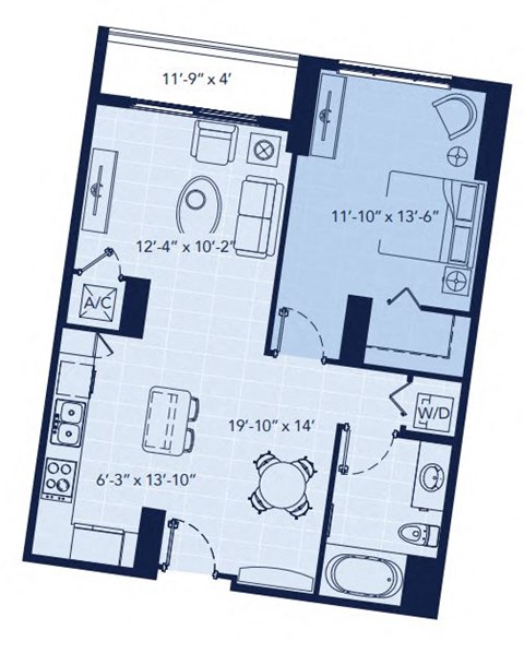 a floor plan of a small apartment at Regatta at New River, Fort Lauderdale Florida